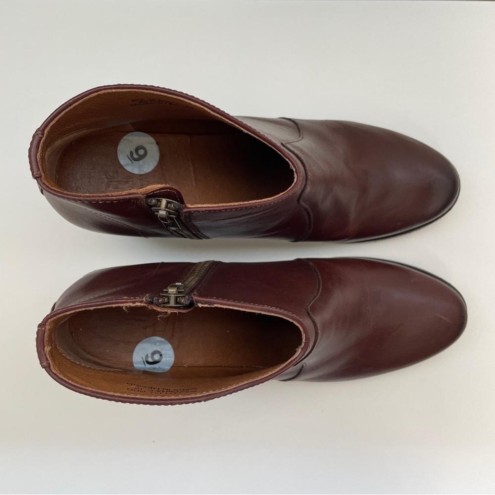 Frye Nora short zip boot brown size 9 bootie western leather pointed toe office - Picture 11 of 15
